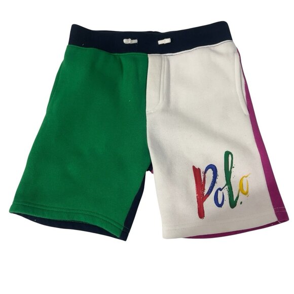Polo Ralph Lauren 8 Inch Logo Fleece Shorts Size 7 Colorblock Multicolor - Picture 1 of 5
